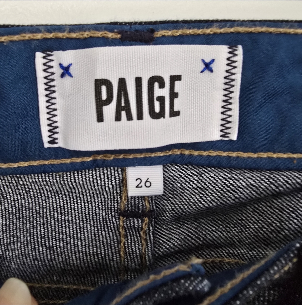 Paige Womens Denim Jean Bermuda Shorts Cut Off Cuffed Full Coverage - Picture 2 of 4